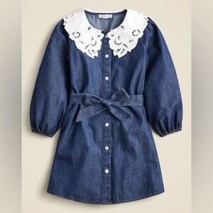 Crewcuts Blue Denim Dress with White Lace Collar